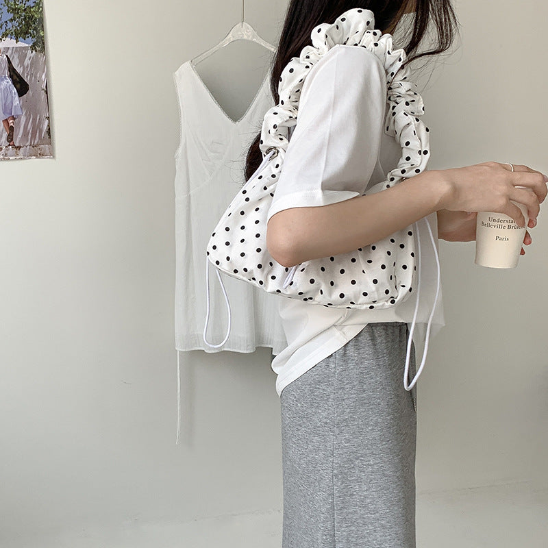 Women's Style Artistic Polka Dot Nylon Underarm Fresh Large Capacity Commuter Women's Shoulder Bag