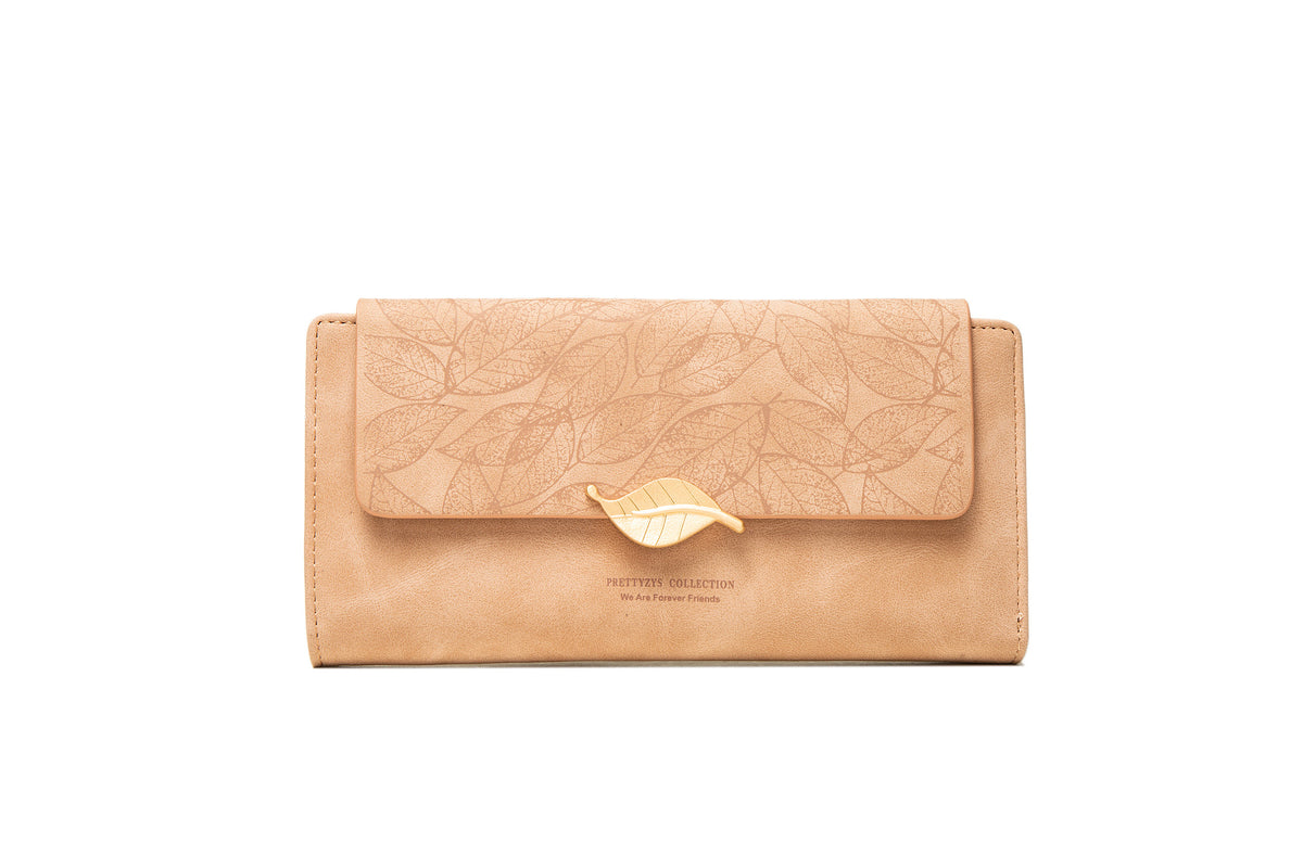 Women's Long Korean Frosted Zipper Leaf Buckle