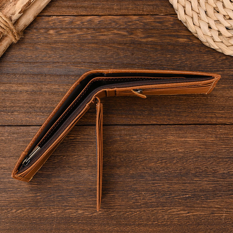 Men's Genuine Leather Swiping Short First Layer Men's Wallet