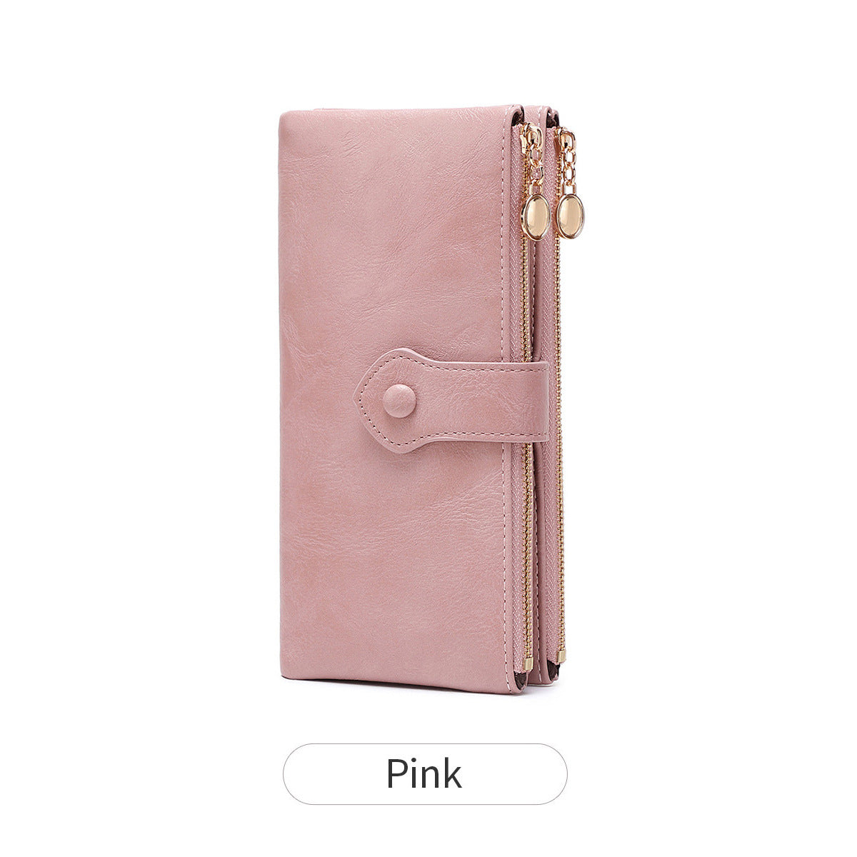 Women's Double Fold Long Simple Large Capacity Zip Multifunctional Buckle