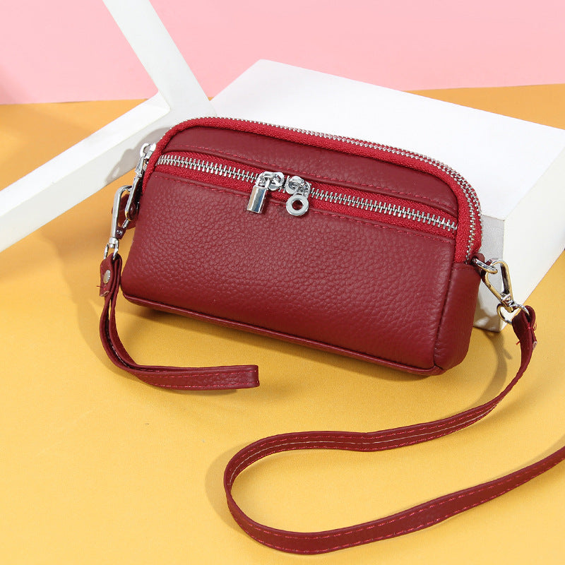 Cowhide Large Capacity Wrist Strap High Crossbody Bags