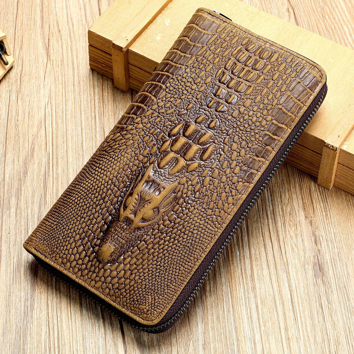 Men's Pattern Leather Long First Layer Cowhide Multiple Men's Wallets
