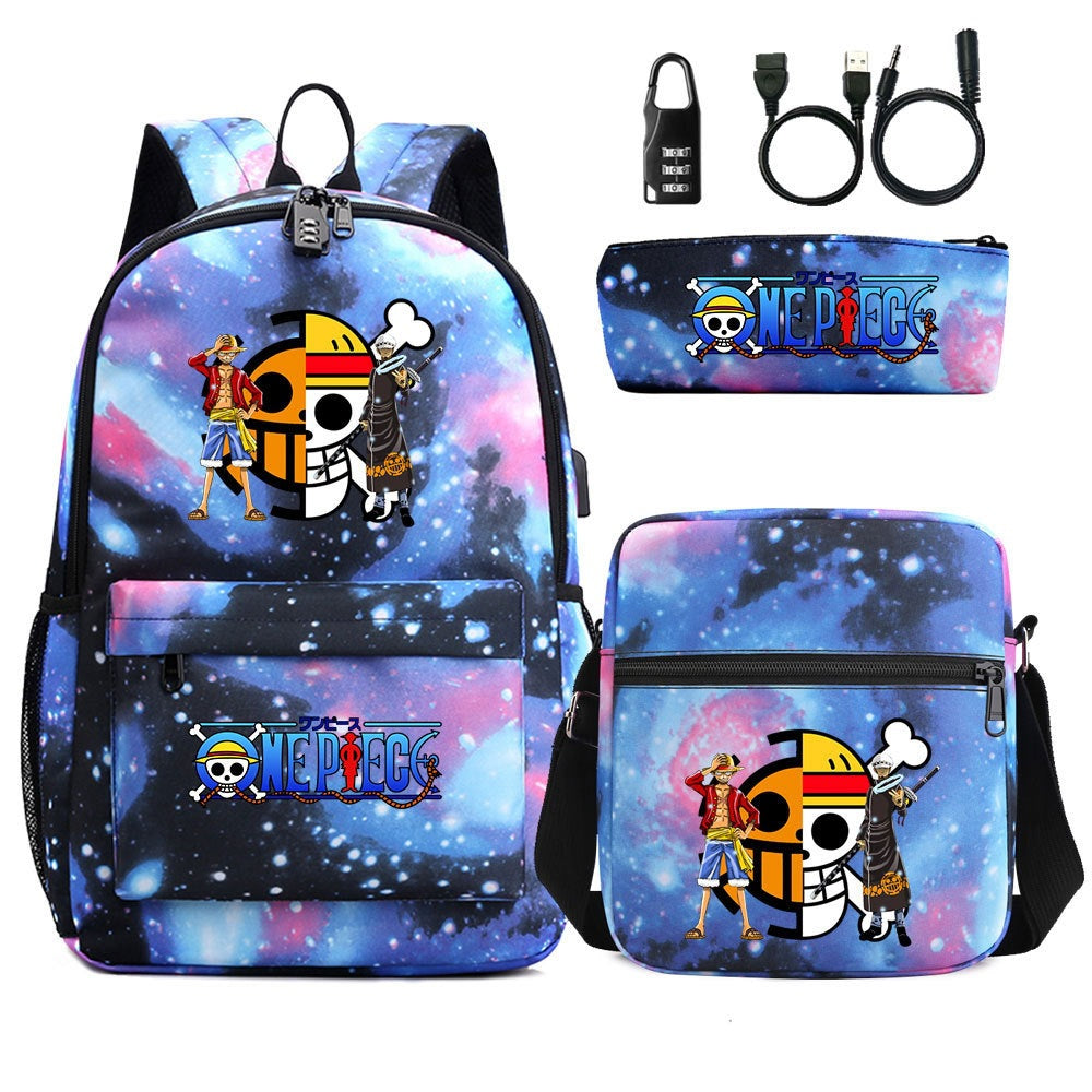 Women's & Men's & Cartoon One Piece Password Pencil Middle School Students' Schoolbags