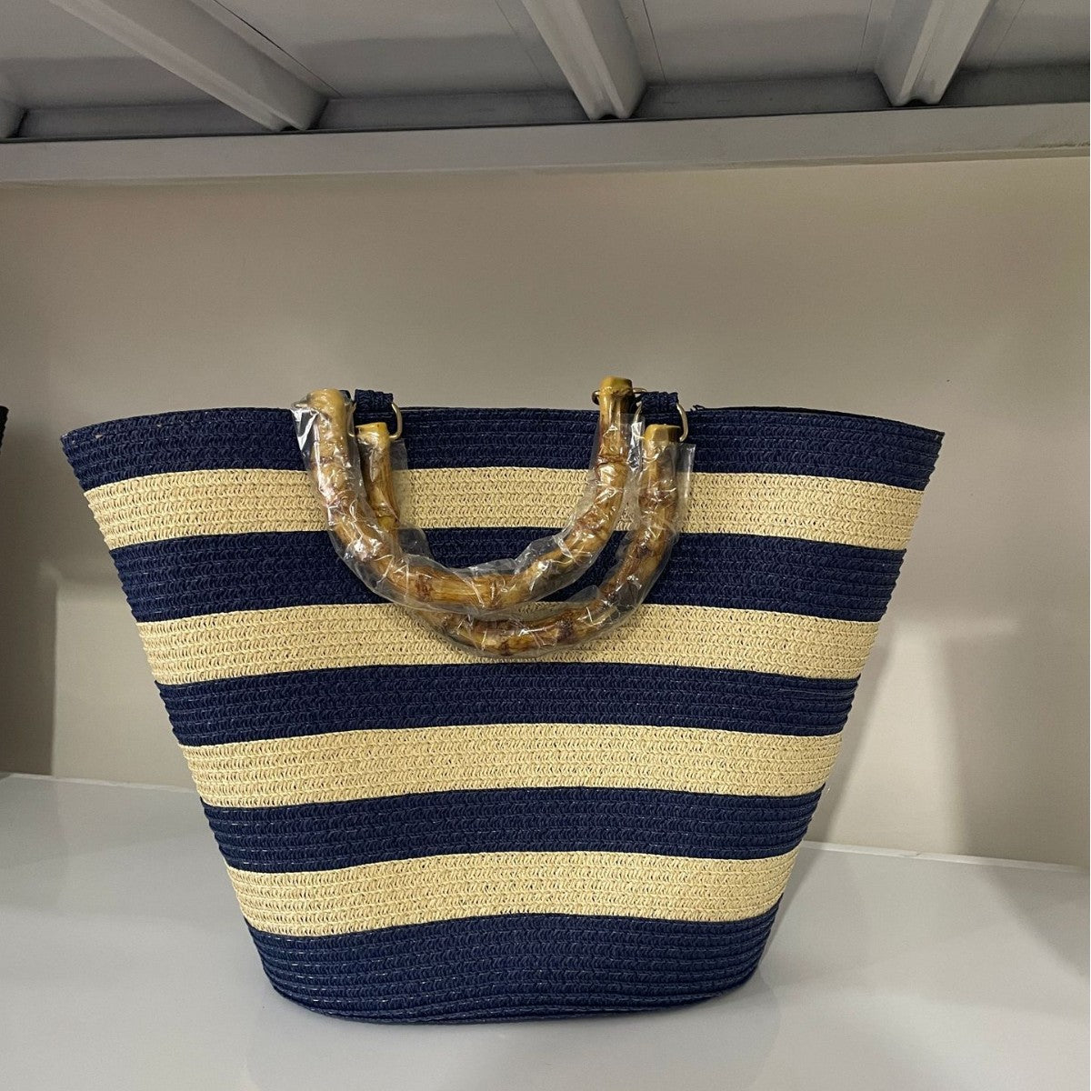 Stitching Single Large Capacity Bamboo Woven Tote Bags