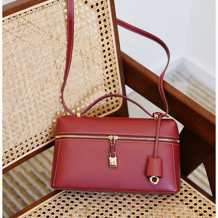 Meal Box High Texture Leather Large Shoulder Bags