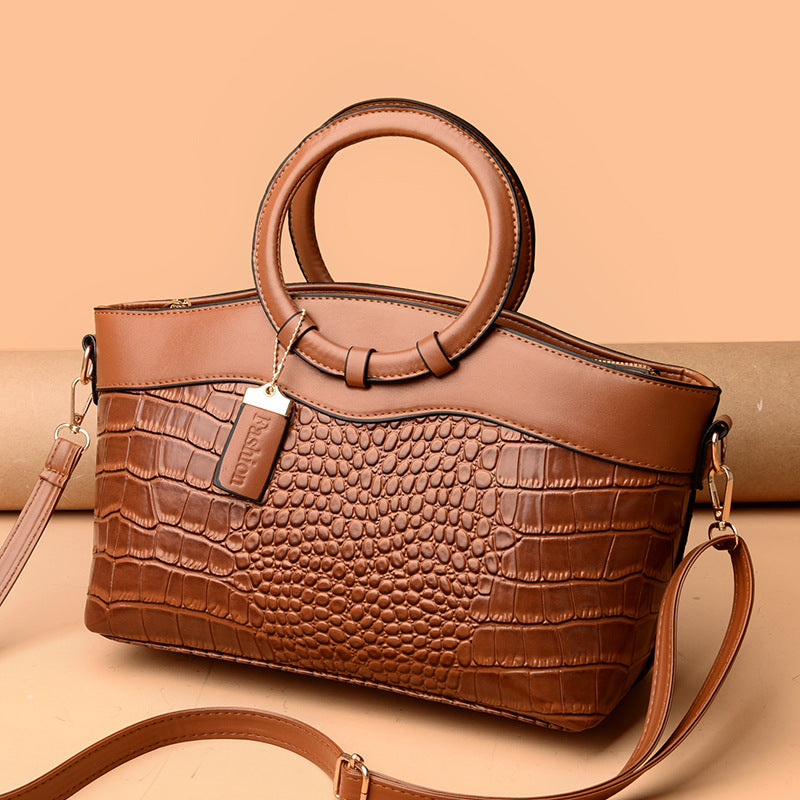 Women's Fashion Crocodile Pattern Mixed Color Handbags