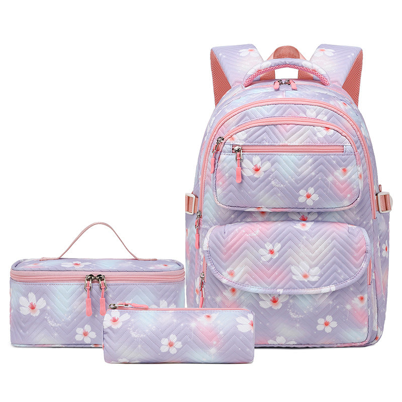 Printed Three-piece Set Clear Sweet Fashion Elementary School Students' Schoolbags
