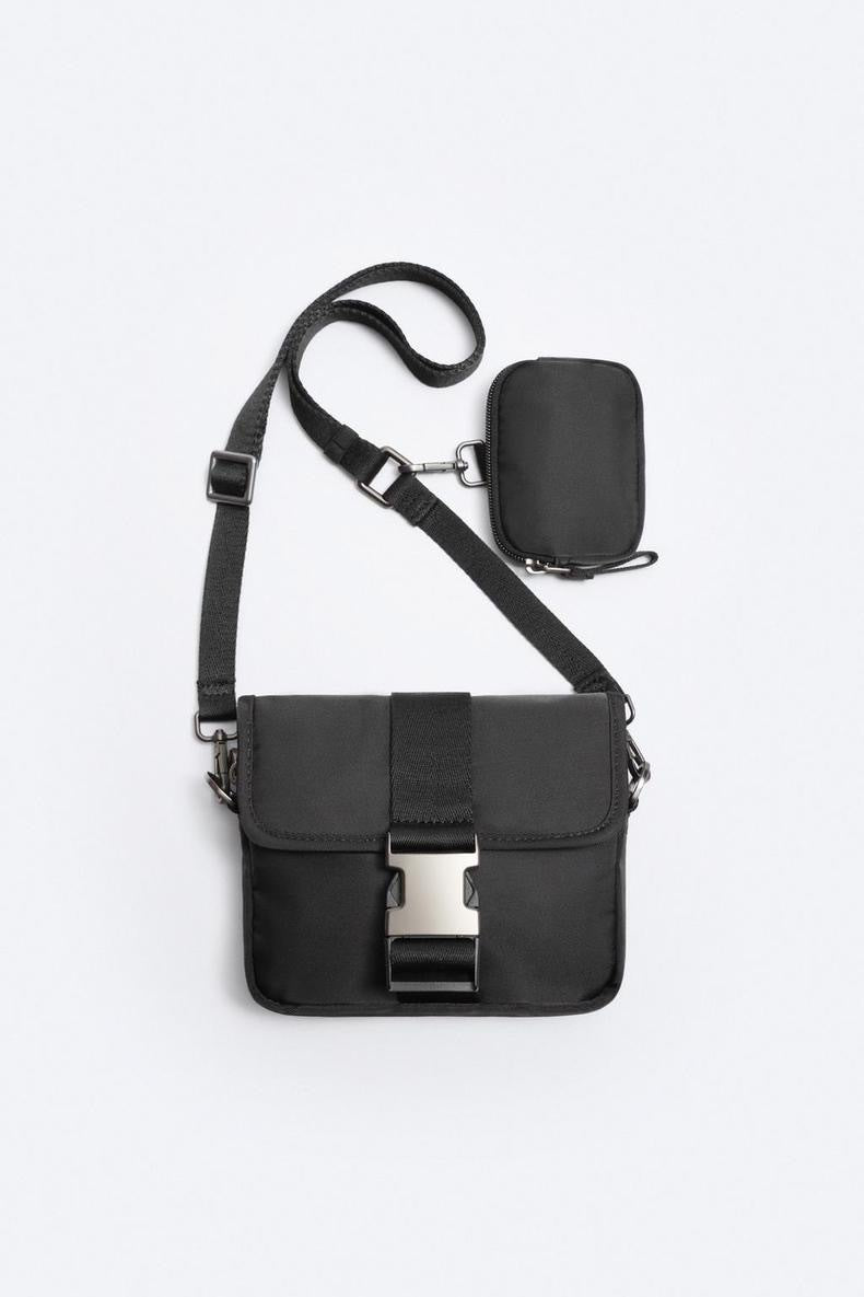 Men's Trendy Black Two-piece Leisure Mini Nylon Men's Messenger Bags