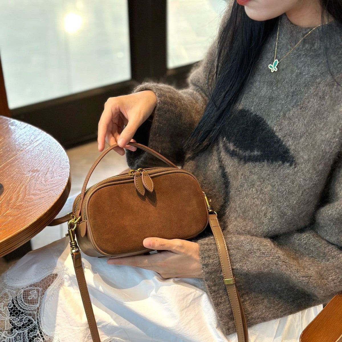Women's Genuine Leather Matte Retro Easy Matching Temperament Women's Handbag