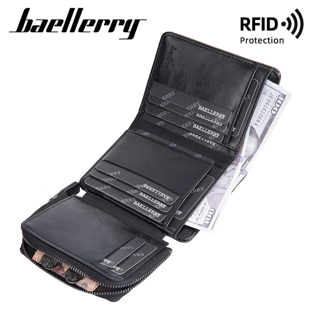 Glamorous Men's Short Multiple Slots Zipper Men's Wallet