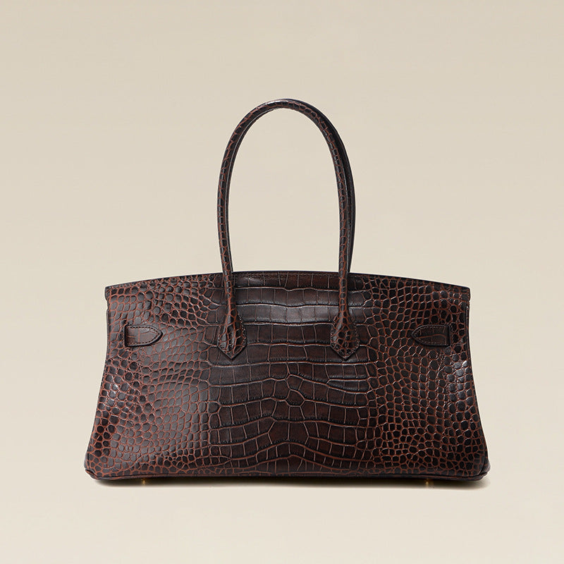 Crocodile Pattern Platinum Genuine Leather Portable Bags