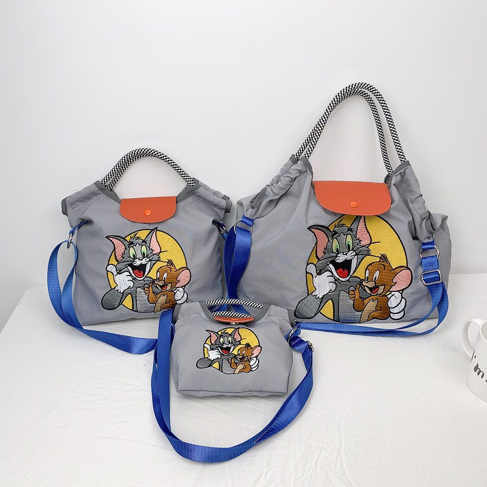 Warner Authorized Cat Mouse Embroidered Portable Women's Handbag