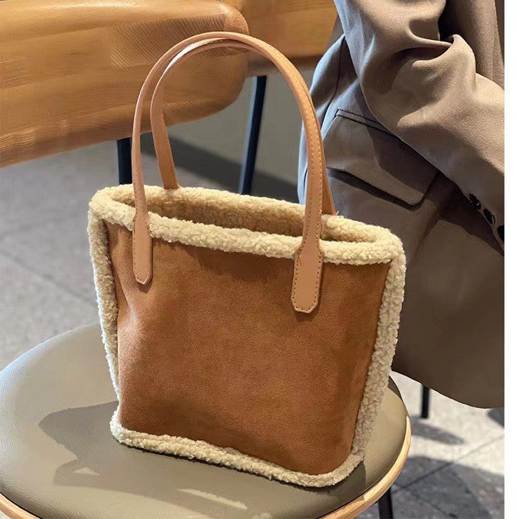 Winter Lamb Wool Versatile Large Capacity Mother Christmas Handbags