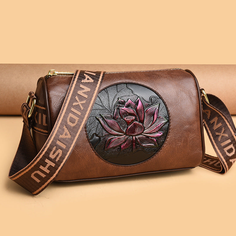 Women's Lotus Printed High-grade Mobile Artistic Chinese Style Women's Shoulder Bag