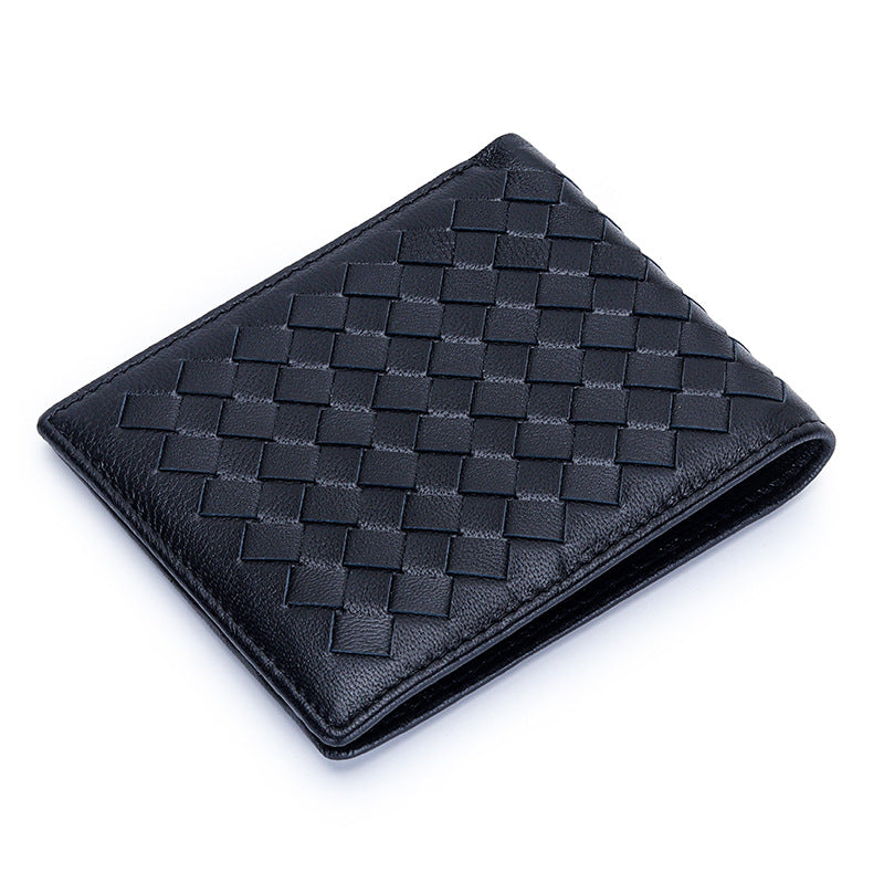 Men's Pure Sheepskin Short Fold Classic Clip Genuine Men's Wallet