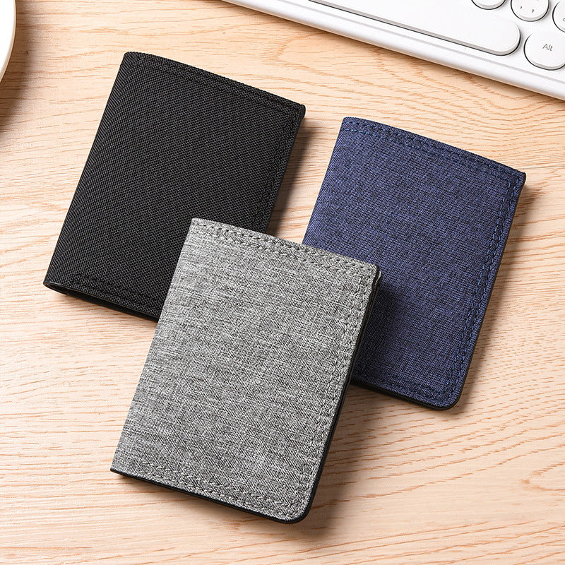 Men's Vertical Design Canvas Multiple Slots Simple Personality Horizontal Men's Wallet