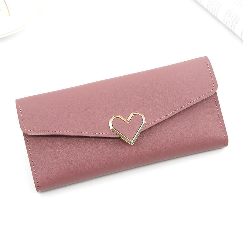 Women's Fashion Simple Heart-shaped Long Large Capacity Clutch Card Holder