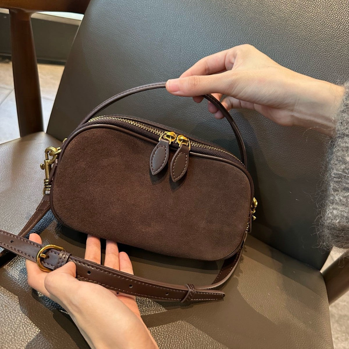 Women's Genuine Leather Matte Retro Easy Matching Temperament Women's Handbag