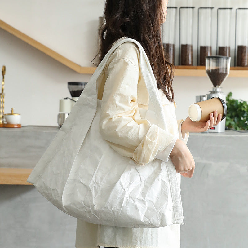 Women's Korean Style Retro Fashion Pleated Kraft Shoulder Bags