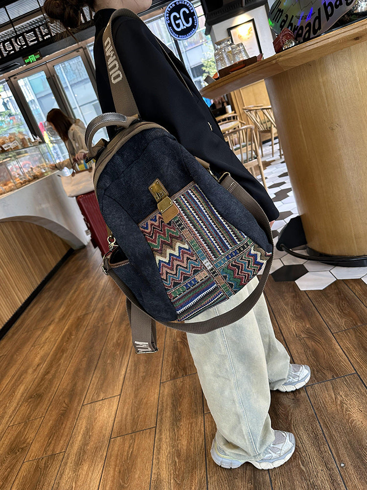 Capacity Canvas Vintage Embroidered Ethnic Denim Bags