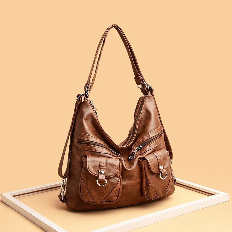 Women's Female Lady Soft Leather Simple Shoulder Bags