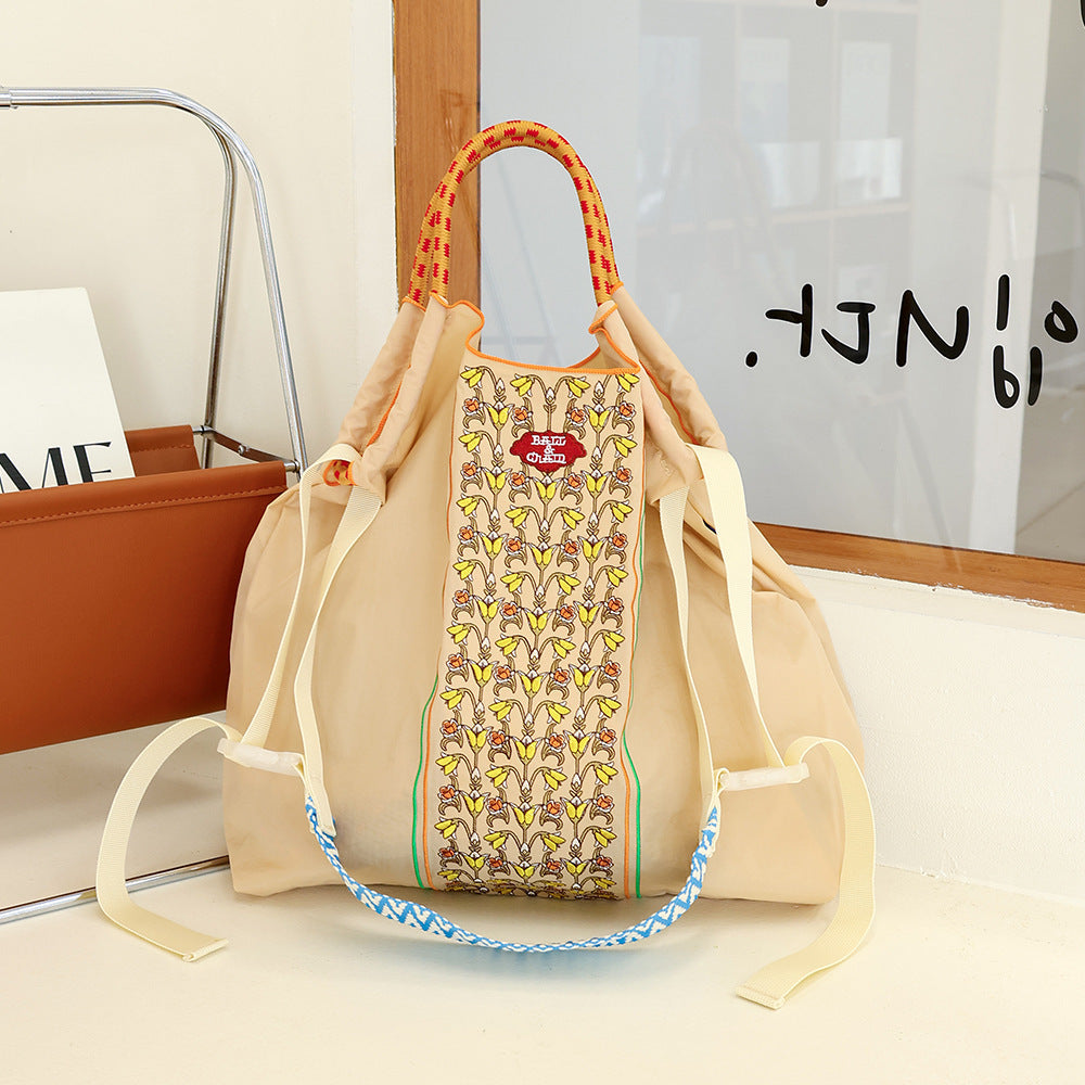 Thousand Needle Environmental Protection Waterproof Nylon Embroidery Fashion Large Capacity Women's Handbag