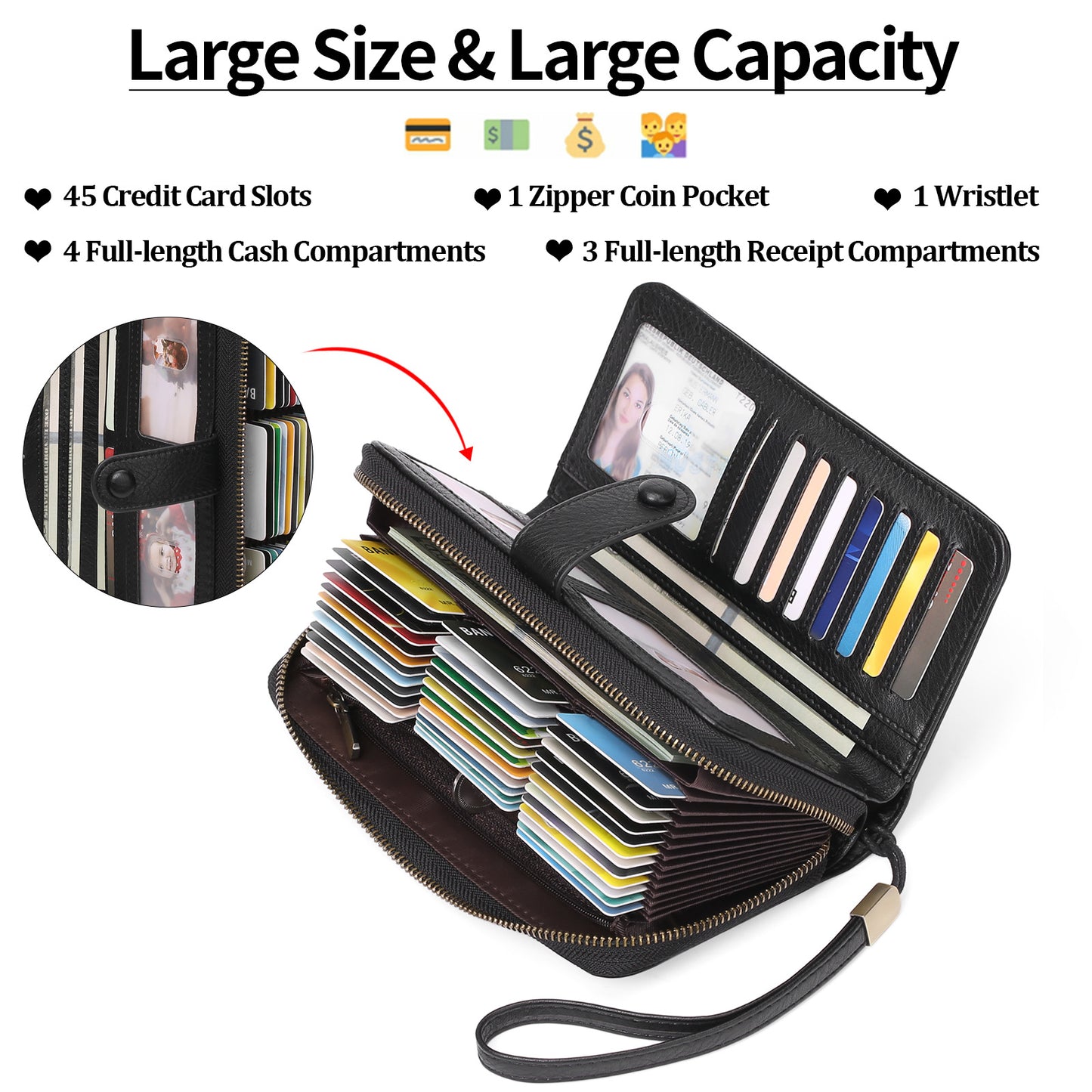 Women's Expanding Long Passport Multiple Slots Position Ladies Wallets