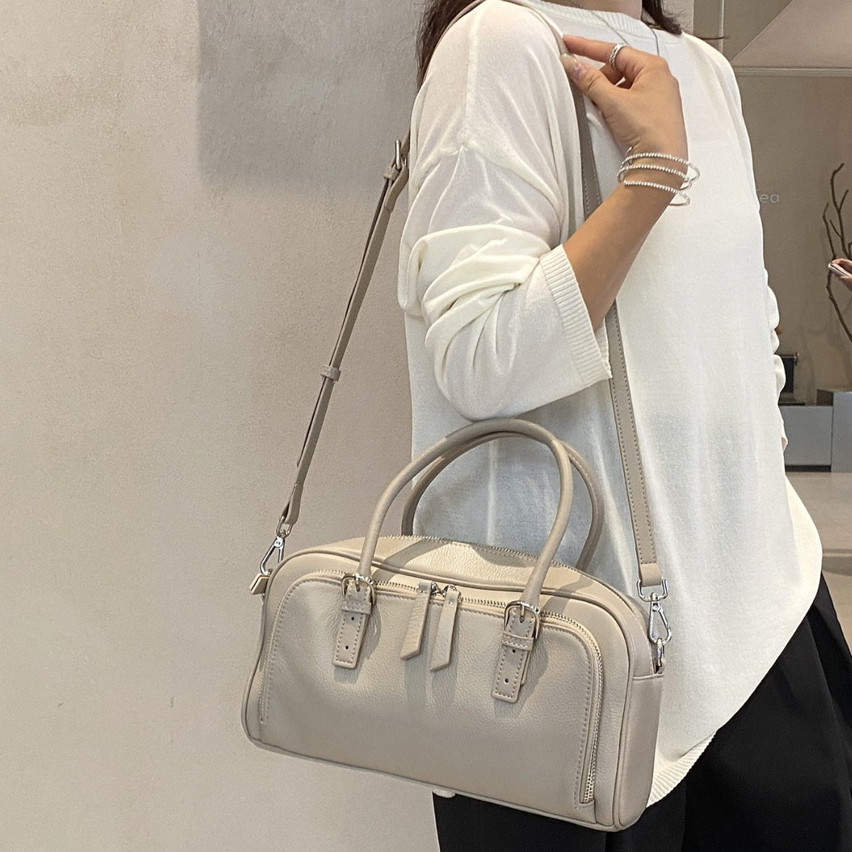 Women's Genuine Leather Korean Fashion First Layer Cowhide Portable Simple Bags