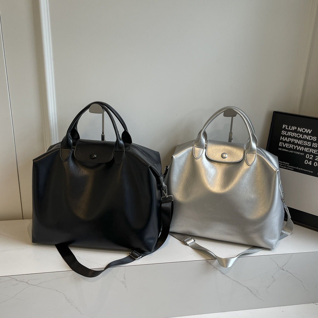 Versatile Large Capacity Portable Fashion Glossy Tote Bags