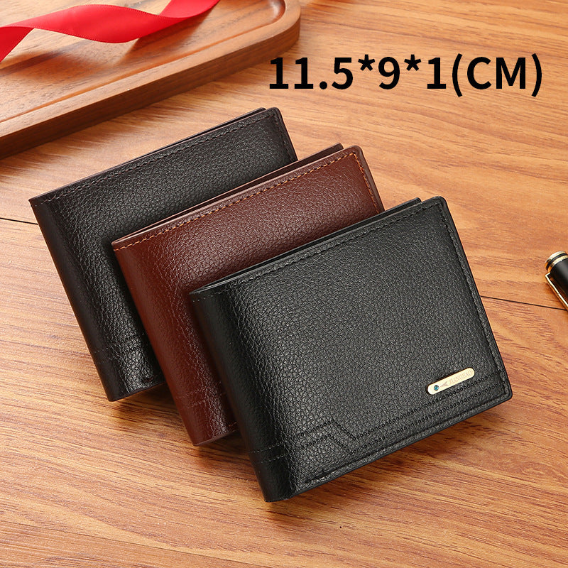 Men's Fashion Lychee Pattern Soft Leather Multiple Slots Men's Wallets
