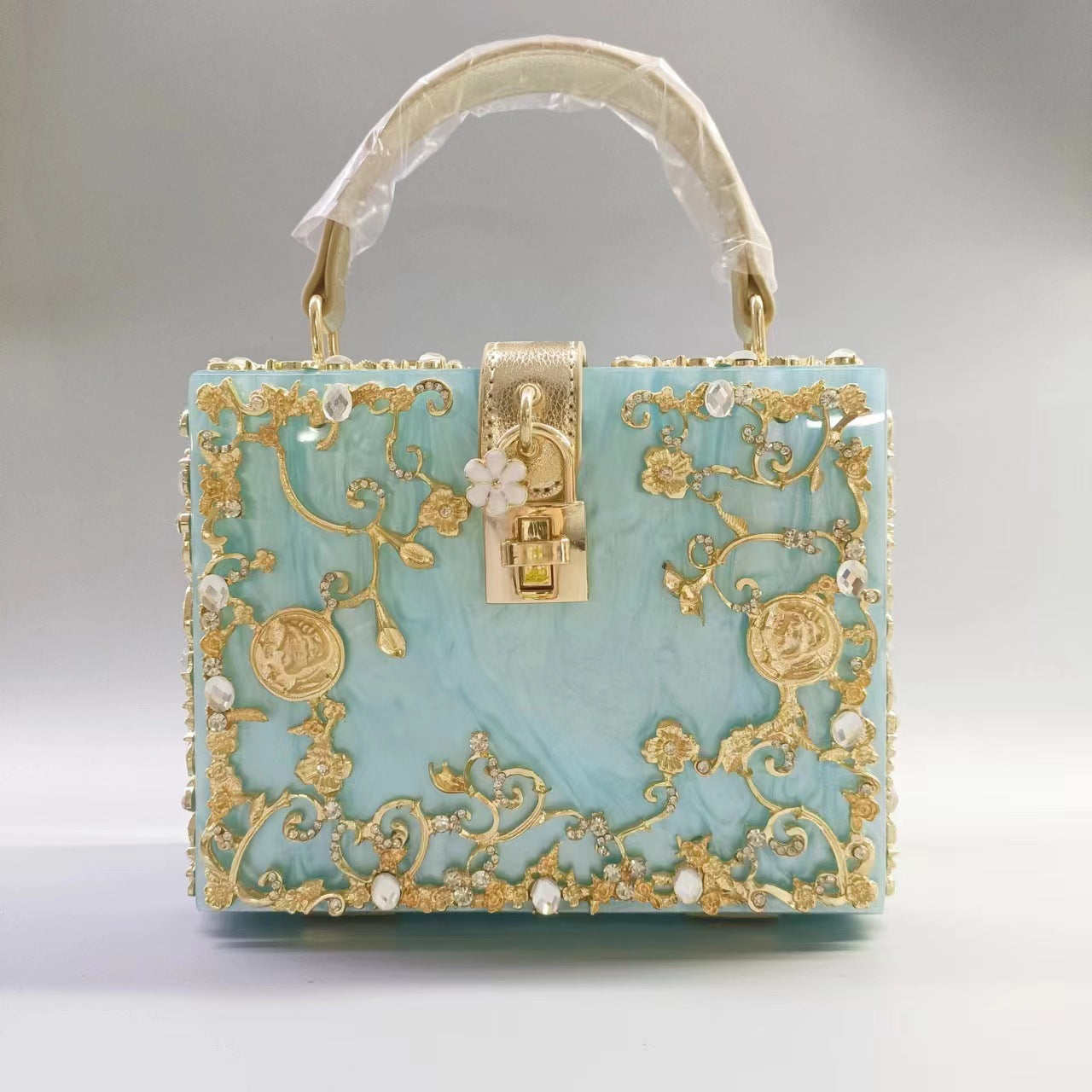 Women's Clearance Acrylic Hollow Metal Carved Diamond Evening Bags