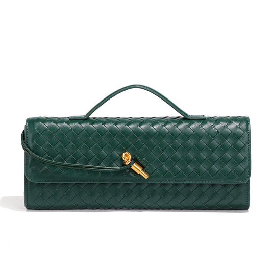 Women's Style Horizontal Soft Leather Metal Hand-held Handbags
