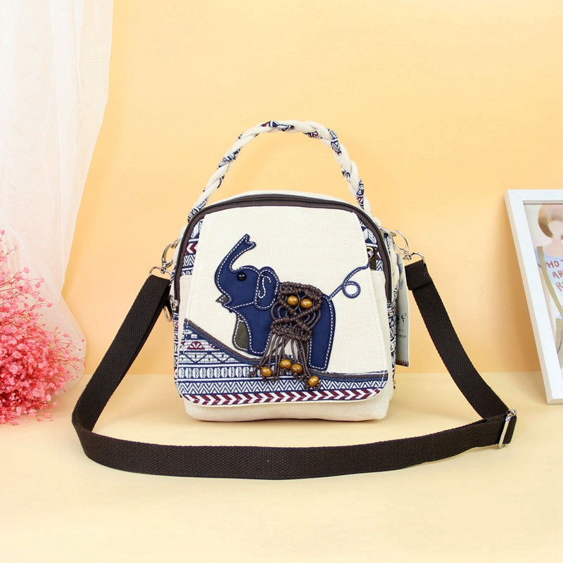 Elephant Ethnic Style Portable Fabric Leisure Crossbody Bags