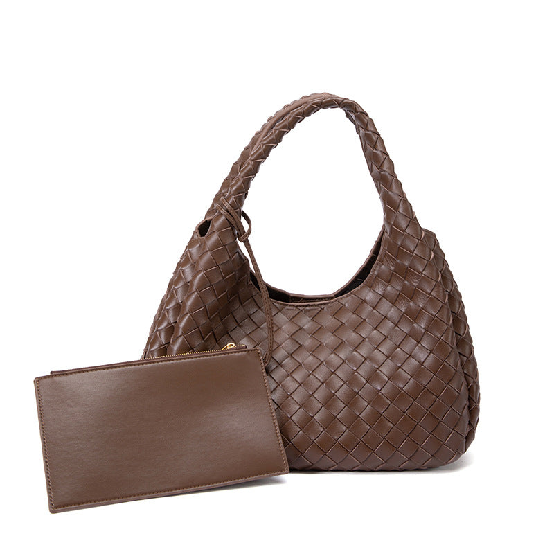 Women's Trendy Sheepskin Handmade Double-sided Woven Hand-held Women's Handbag