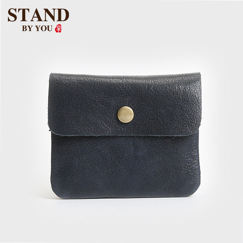 Women's & Men's Handmade Retro First Layer Cowhide Short Leather And Ladies Wallets
