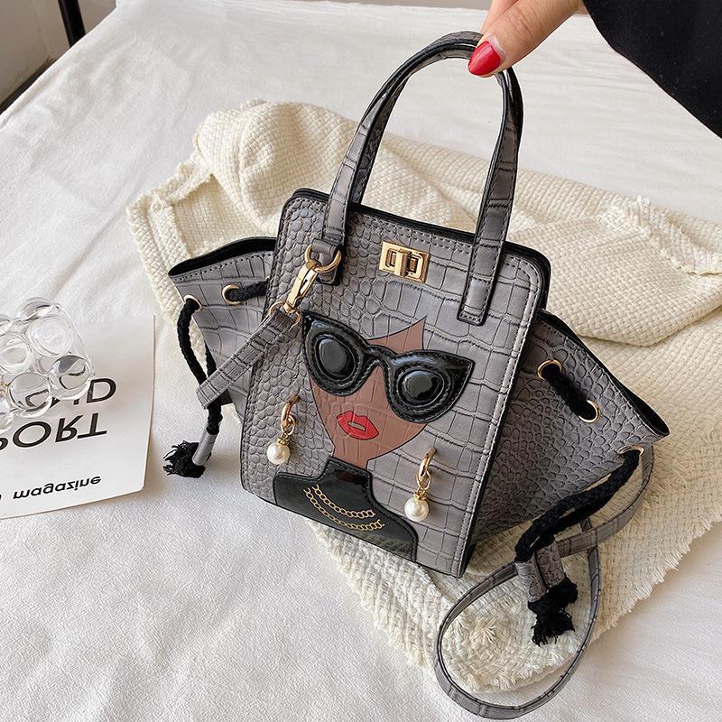 Women's Glasses Retro Stone Pattern Pearl Rivets Handbags