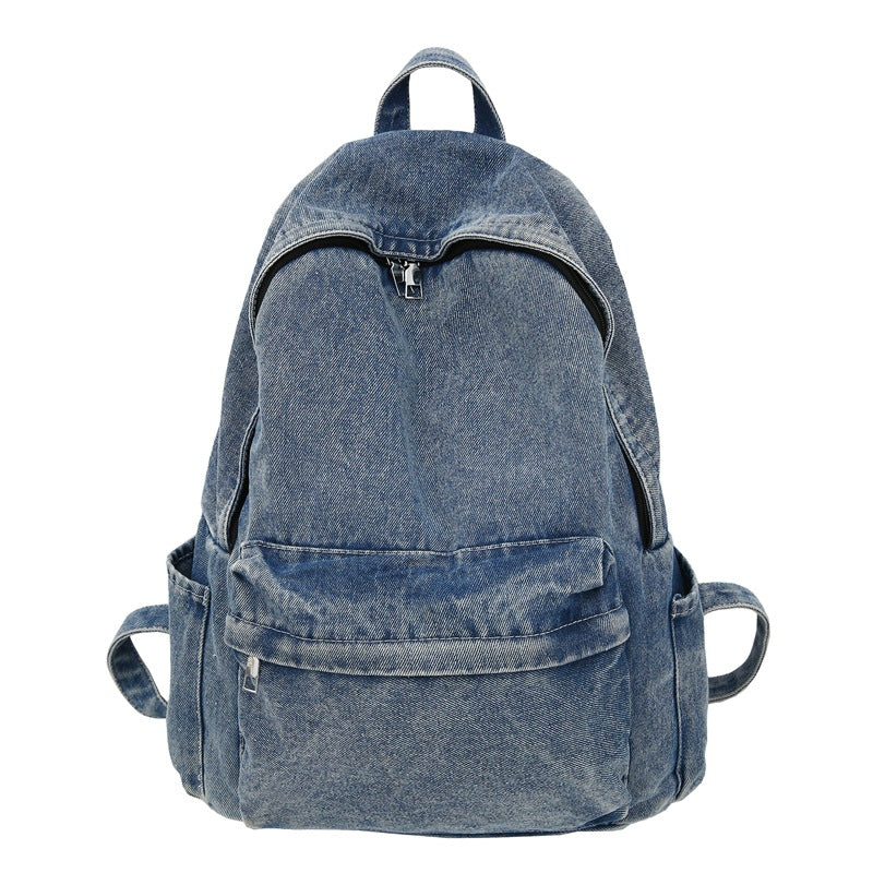 Good-looking Style Washed Denim Trendy Couples Backpacks