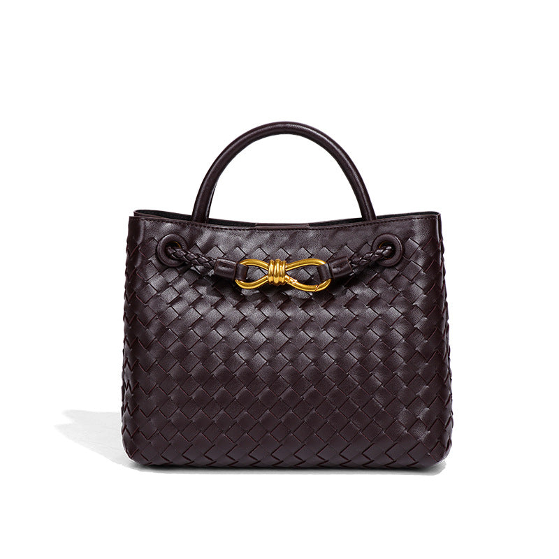 Women's Large Capacity For Pure Color Hand-woven Women's Handbag