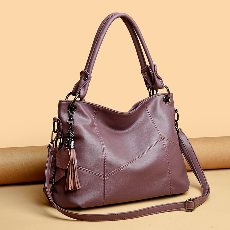 Women's Large Polyester Retro Fashion Stitching Tassel Shoulder Bags