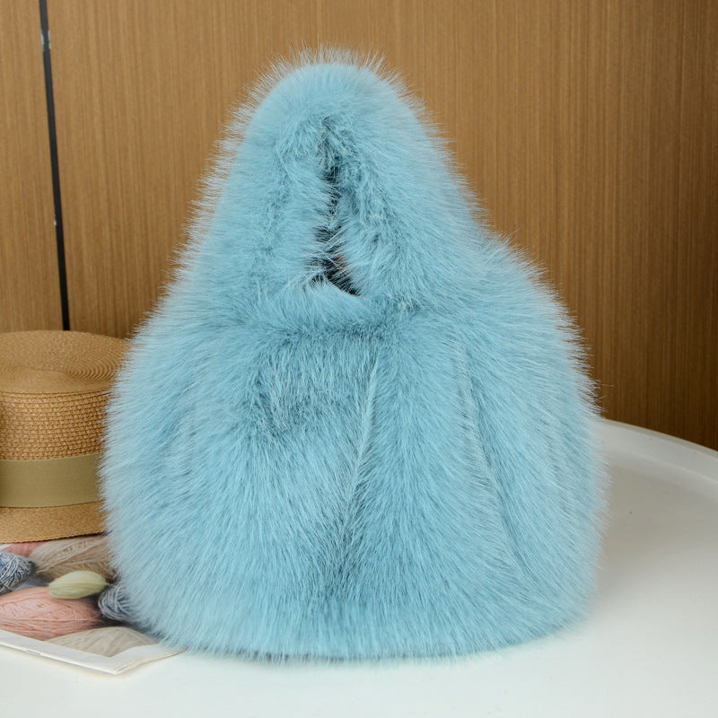 Fur Imitation Fox Plush Vegetable Basket Bags