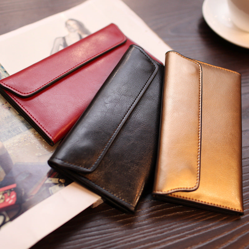 Women's Fashion Long Business Cowhide Thin Simple Ladies Wallet