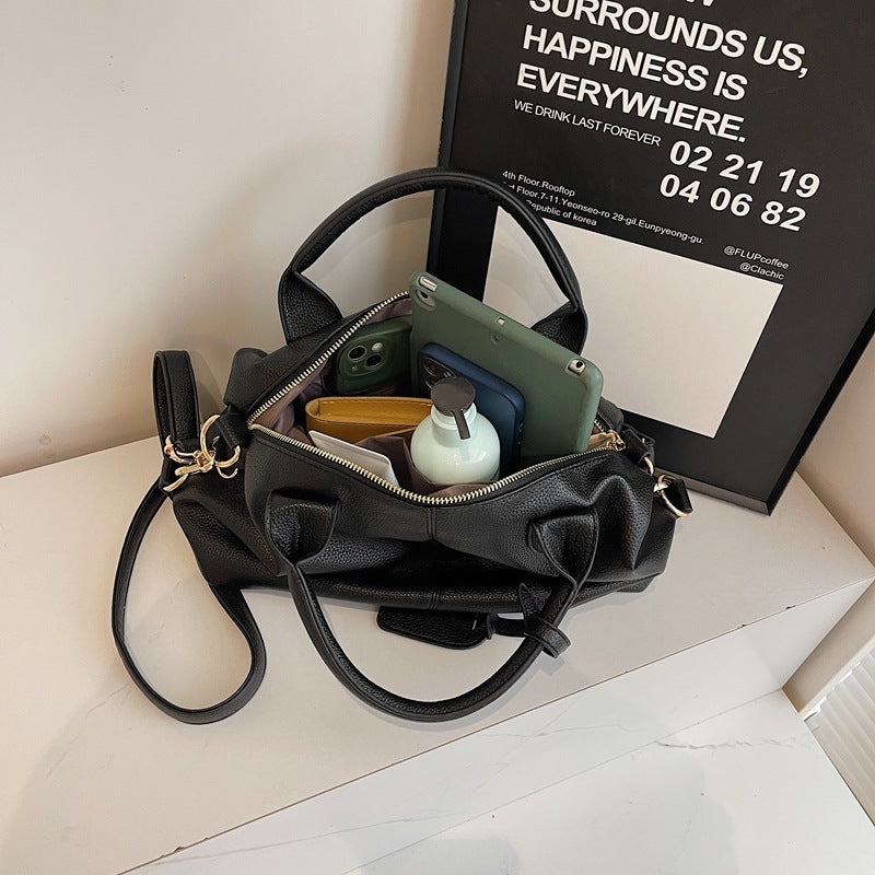 Retro Solid Color Texture Large Capacity Crossbody Bags