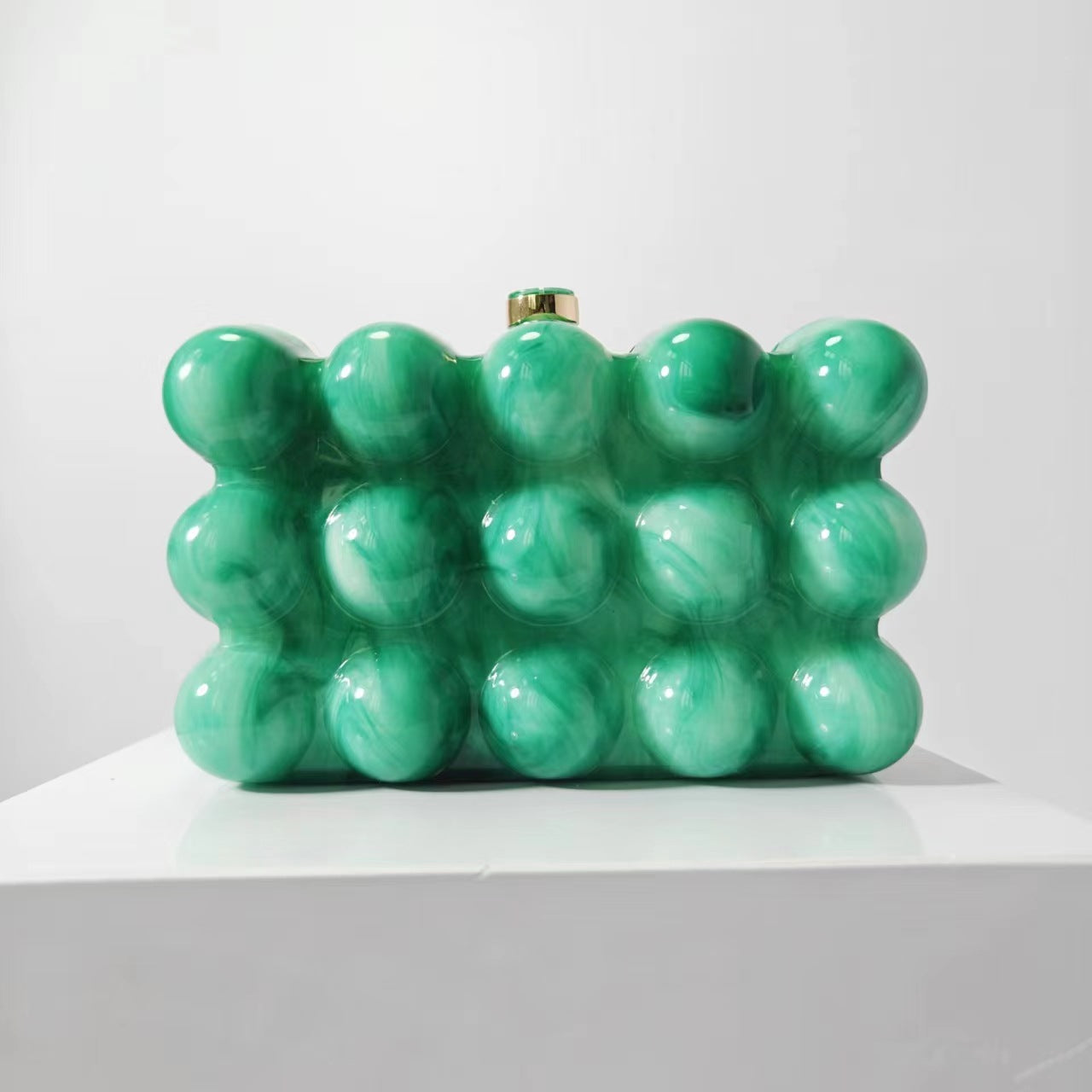 French Wave Pearlescent Egg Shell Acrylic Evening Bags