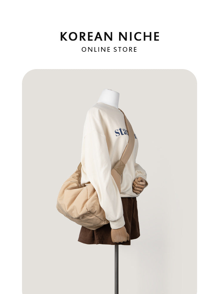 Capacity Nylon Cloth Texture Solid Color Shoulder Bags