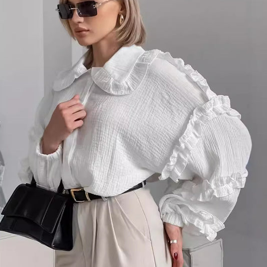 French Style Design Lace Lantern Sleeve Blouses