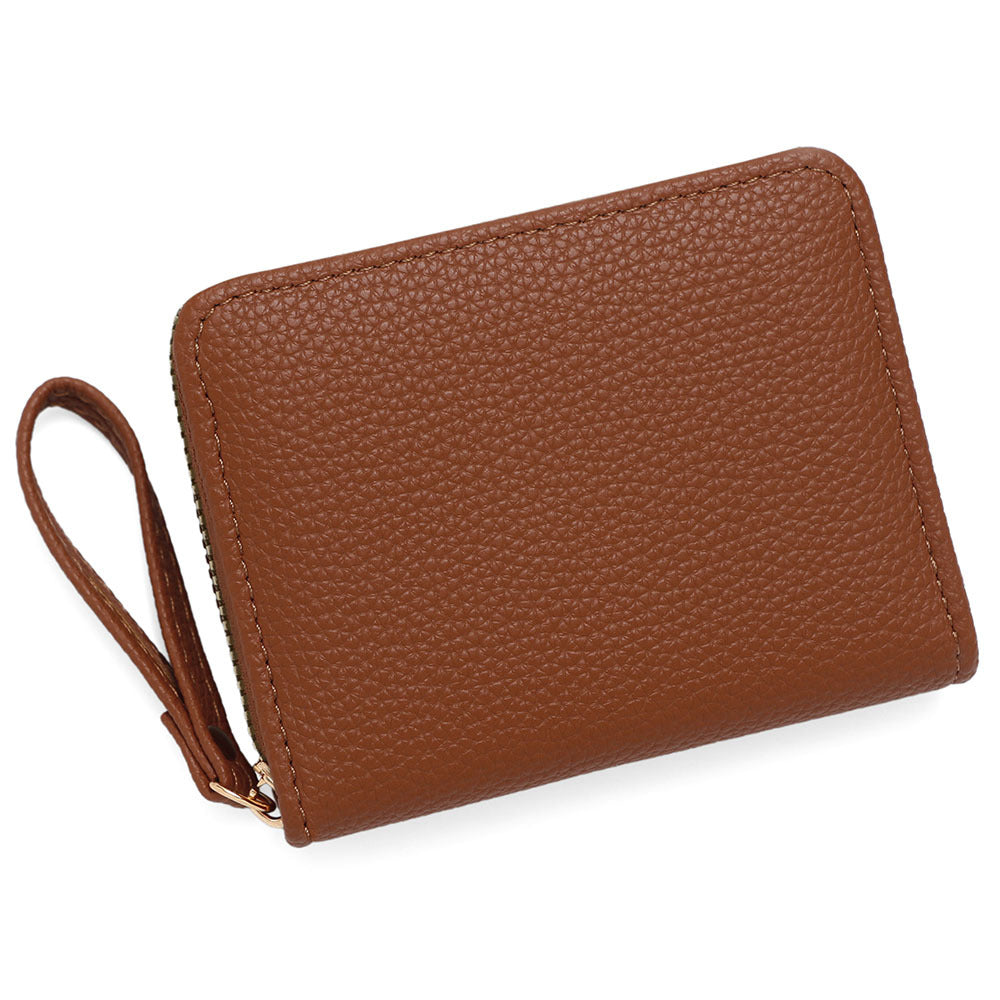 Women's Solid Color Lychee Pattern Large Capacity Ladies Wallet