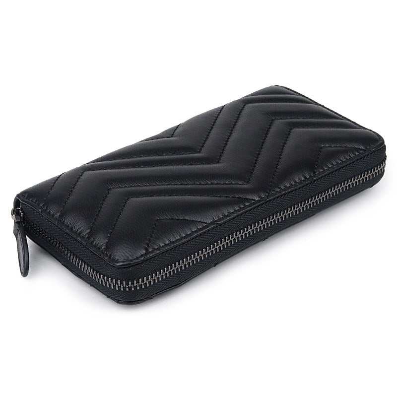 Women's Sheepskin Korean Rhombus Long Clutch Mobile Ladies Wallets