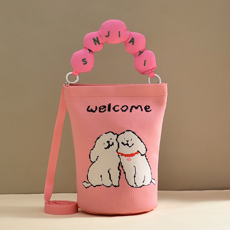 Women's Korean Style Knitted Cute Cartoon Unique Dopamine Flying Women's Handbag