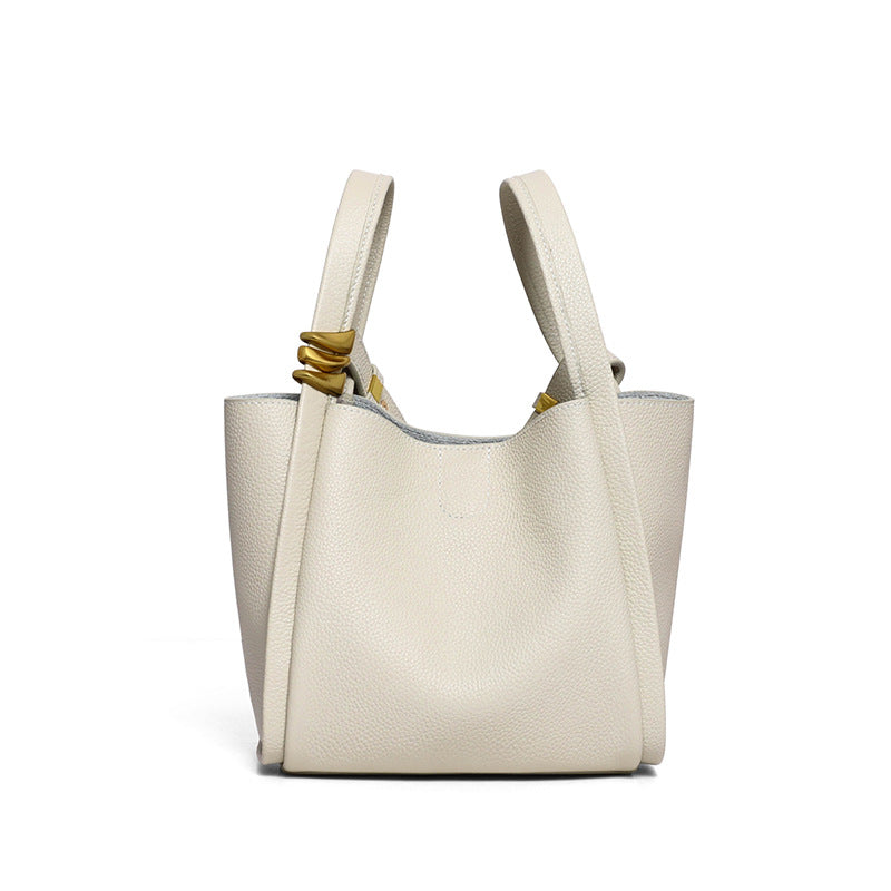 Women's Fashion Genuine Leather Portable Vegetable Basket Shoulder Bags