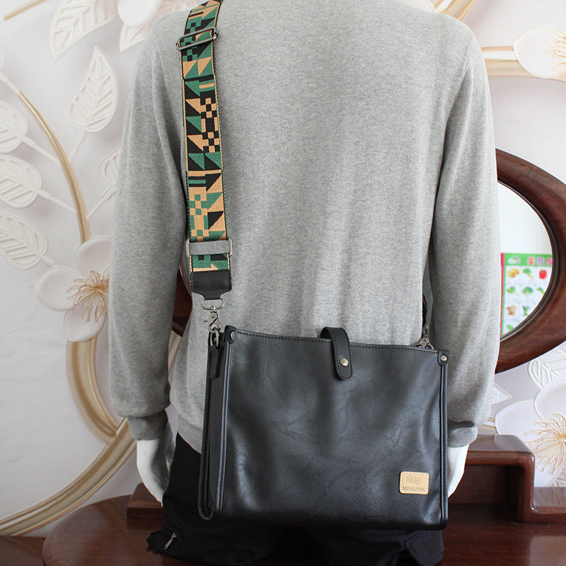 Men's Business Large Capacity Simple Leather Black Men's Messenger Bags